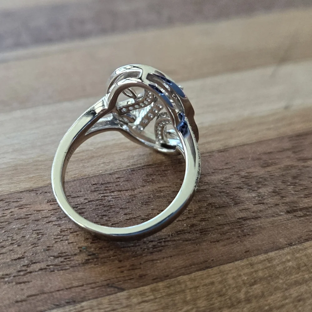 Simon G. 18k White Gold Diamond Oval Shaped Ring With Filigree Totaling 0.74ctw - Picture 3 of 14